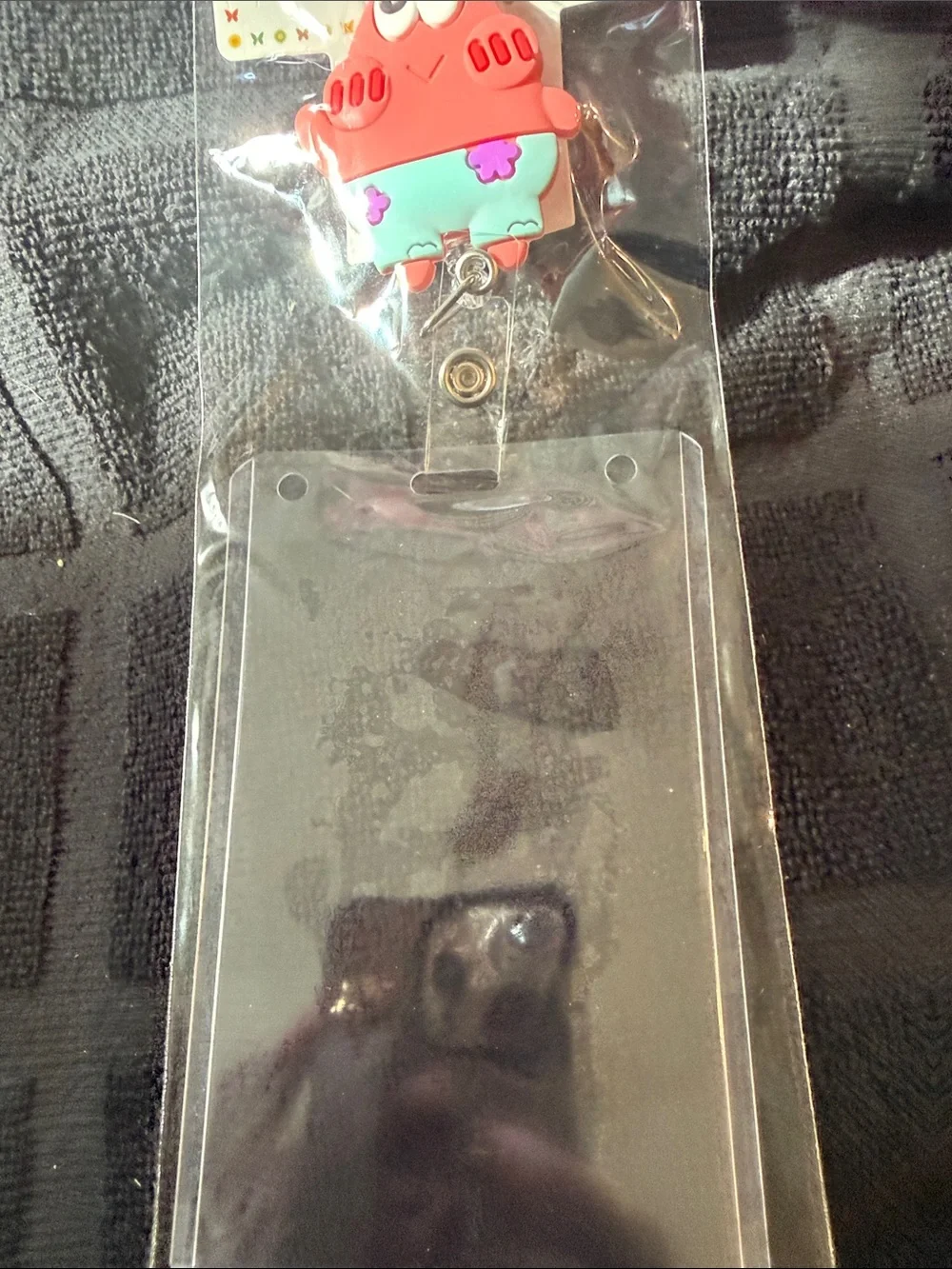 Cute Pink Cartoon ID Badge Reel with Clear Holder